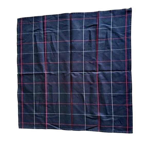 Burberry Men's Pocket Square / Handkerchief / Scarf Dark Blue, Red & White Plaid - Picture 5 of 9